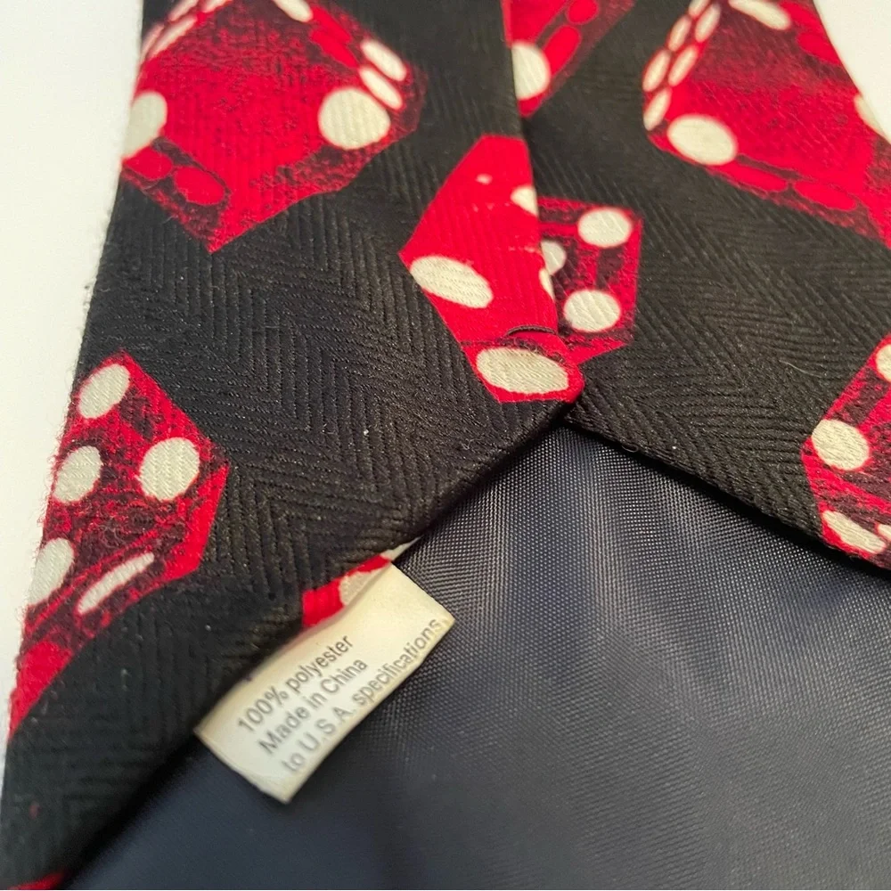 Beverly Hills Polo Club Rolling The‎ Dice Gambling Themed Tie Black/Red/White